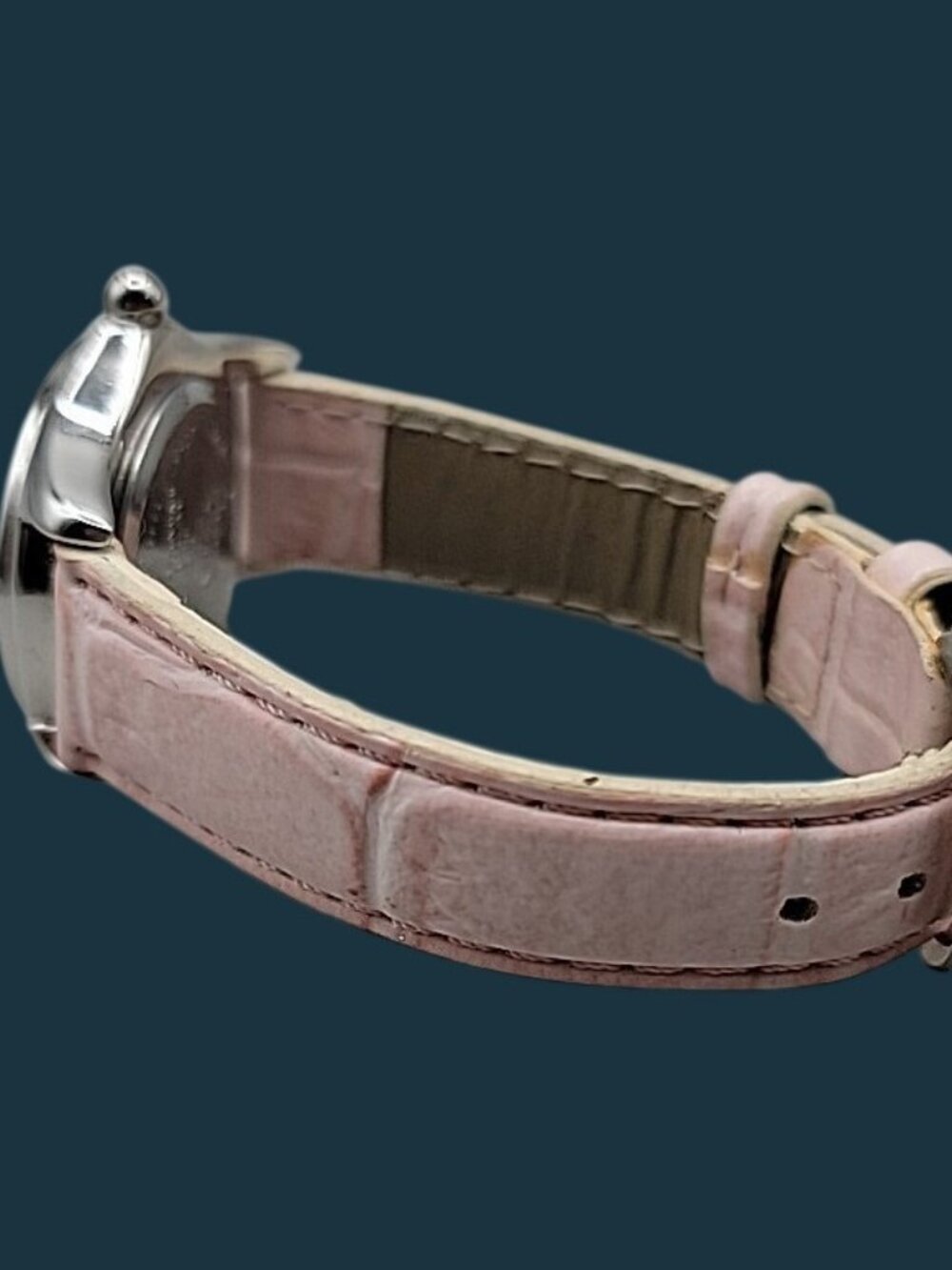 Galaxie Elgin Ladies Quartz Watch 6.5" Pink Leather Band 28mm Bubble MOP W1663 - Picture 9 of 16
